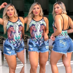 Body maiô cavado cavalo de guerra Preto