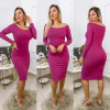 Vestido FUCSIA manga longa ombro a ombro