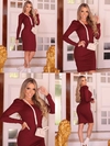 VESTIDO MARSALA PRINCESA MANGA LONGA