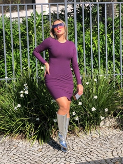 VESTIDO ROXO LAÇO 2 EM 1 CANELADO na internet