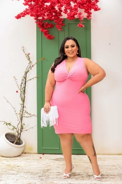 VESTIDO ROSA BALLET NOZINHO PLUS - GGS Modas