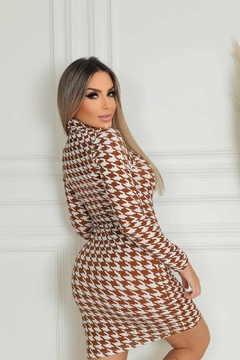 Vestido PDP BRANCO/CARAMELO manga longa gola alta na internet
