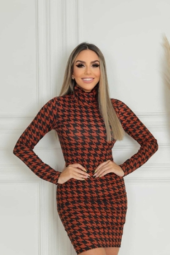 Vestido PDP TERRA COTA manga longa gola alta - comprar online