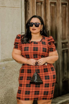 Vestido Plus XADREZ TERRA COTA PRINCESA - comprar online