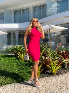 Vestido PINK midi gola sem manga