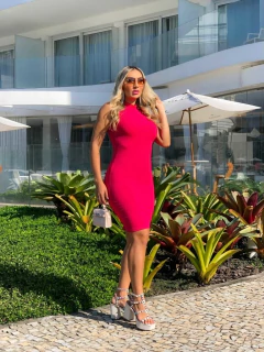Vestido PINK midi gola sem manga - comprar online