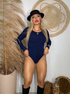 Body Marinho CANELADO Inverno elástico na internet