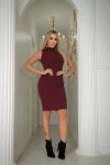 Vestido MARSALA midi gola sem manga - comprar online