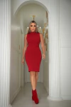 Vestido VERMELHO midi gola sem manga - comprar online
