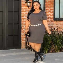Vestido Plus Size Chumbo Manga Bufante na internet