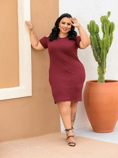 Vestido Plus Recort Marsala - comprar online