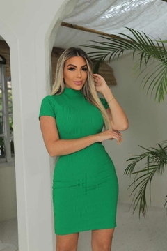 Vestido gola alta com manguinha Esmeralda - GGS Modas