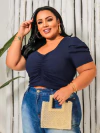 CROPPED PRINCESA PLUS SIZE MARINHO