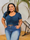 CROPPED PRINCESA PLUS SIZE AZUL PETRÓLEO