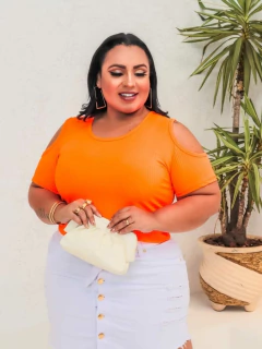 CROPPED RECORT PLUS LARANJA NEON - comprar online