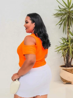 CROPPED RECORT PLUS LARANJA NEON - GGS Modas