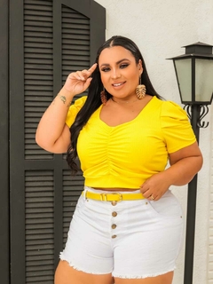 CROPPED PRINCESA PLUS SIZE AMARELO