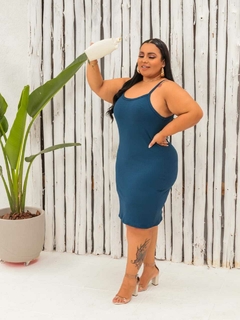 Vestido Alcinha Plus Petróleo Azul - GGS Modas