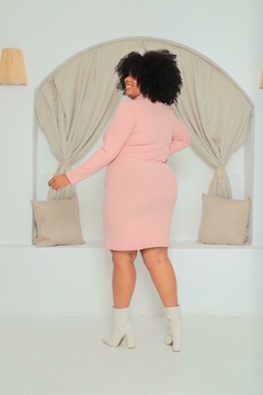 Vestido Rose Plus Size Gola Manga Longa - GGS Modas