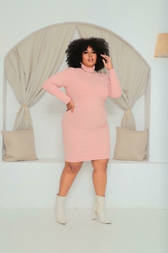 Vestido Rose Plus Size Gola Manga Longa na internet