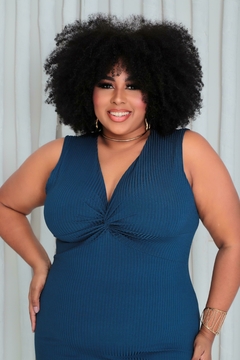 VESTIDO AZUL PETRÓLEO NOZINHO PLUS - GGS Modas