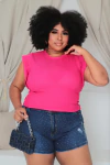 CROPPED PINK PLUS SIZE MUSCLE TEE