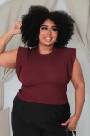 CROPPED MARSALA PLUS SIZE MUSCLE TEE