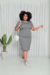 Vestido Cinza Elegância Plus Size