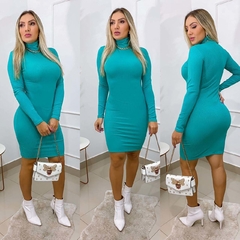 Vestido TIFFANY manga longa gola alta