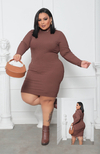 Vestido Chocolate Plus Size Gola Manga Longa