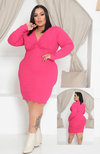 VESTIDO PINK PLUS DECOTE NÓ MANGA LONGA