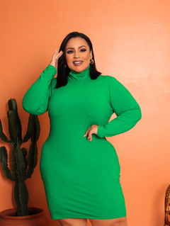 Vestido Esmeralda Plus Size Gola Manga Longa - GGS Modas