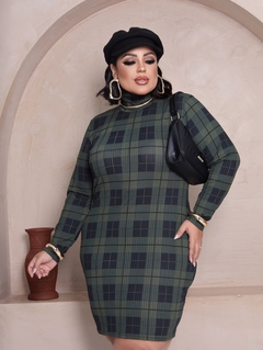 Imagem do Vestido XADREZ Militar Plus Size Gola Manga Longa
