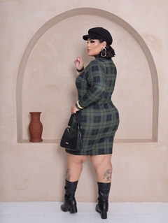 Vestido XADREZ Militar Plus Size Gola Manga Longa - GGS Modas