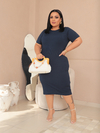 Vestido Marinho Elegância Plus Size
