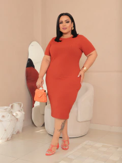 Vestido Terra Cota Elegância Plus Size - comprar online