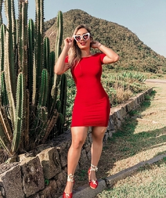 Vestido MANGUINHA canelado vermelho na internet