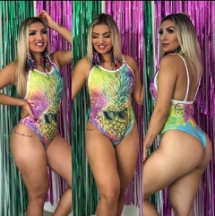 Body maiô cavado abacaxi arco íris - loja online