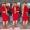 Vestido VERMELHO manga longa ombro a ombro - comprar online