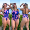 Body maiô cavado azul e salmão - comprar online