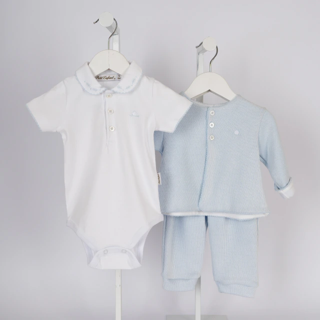 Body m/corta cuello bb ramitas celeste Petit Enfant Ropa de bebes — imagen 2