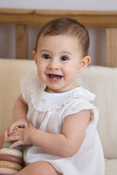 VESTIDO CUELLO SMOCK LINO - comprar online
