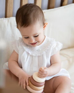 VESTIDO CUELLO SMOCK LINO - Petit Enfant Ropa de bebes