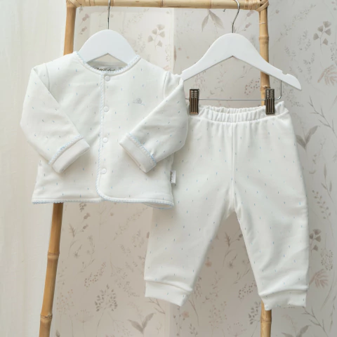 CONJUNTO TAPADITO Y PANTALON ENGUATADO GOTITAS CELESTE - comprar online