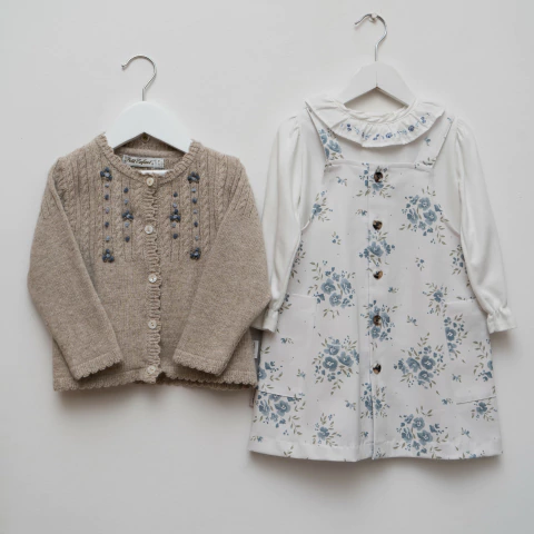 SAQUITO PARIS BEIGE BORDADO AZUL - comprar online