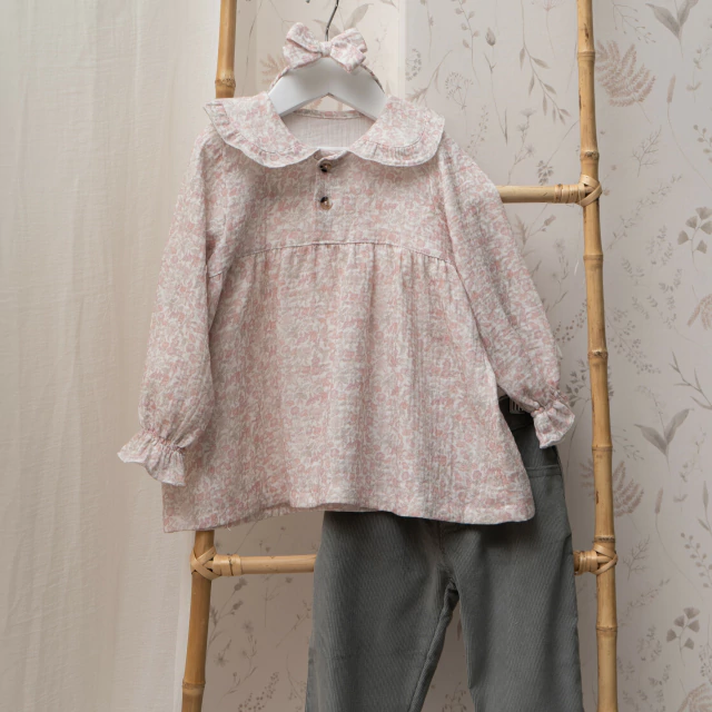 *SIN CAMBIO* BLUSA M/LARGA CUELLO BB GASA ROCHI ROSA