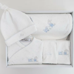 MANTA CONEJO CARRITO LUNARES CELESTE - Petit Enfant Ropa de bebes