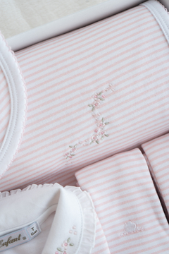 MANTA RAMILLETE RAYADA ROSA - Petit Enfant Ropa de bebes