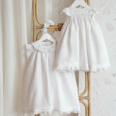VESTIDO CUELLO SMOCK LINO - tienda online