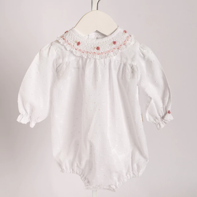 Body blusa larga plumeti cuello smock rosa — imagen 2
